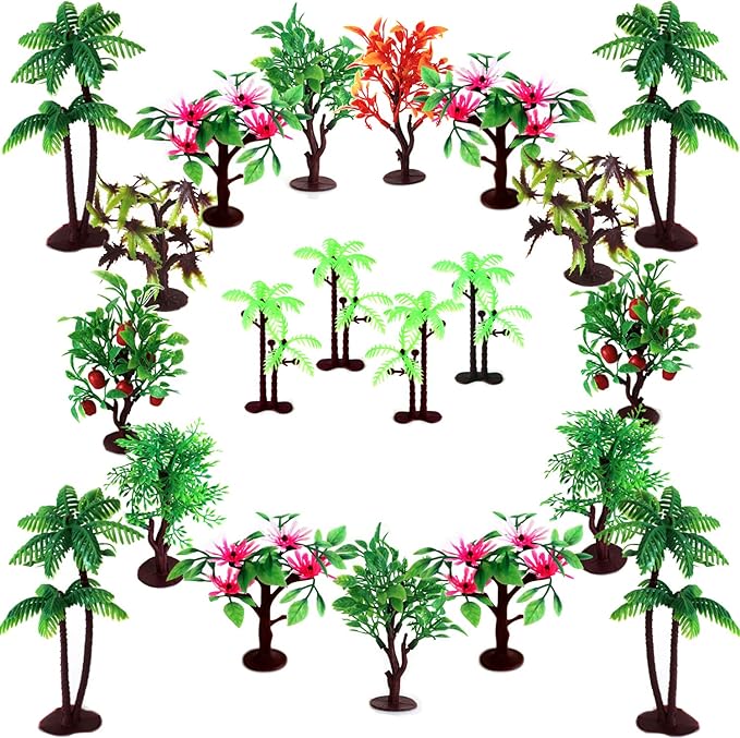 Upgrade Trees Cake Decorations, OrgMemory Model Trees with Bases, (19pcs, 3"-5.5"/7.5-14 cm), Ho Scale Trees, Diorama Supplies for Crafts or Cake Decorations