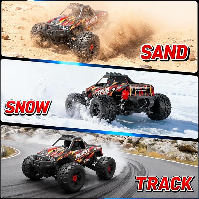 Rc Cars 1:14 All Terrain RC Car for Adults & Boys 4WD Off-Road Remote Control Truck 40+ KM/H High Speed 4X4 Waterproof Remote Control Car with 2 Rechargeable 1500 mAh Batteries 8-12(Red)