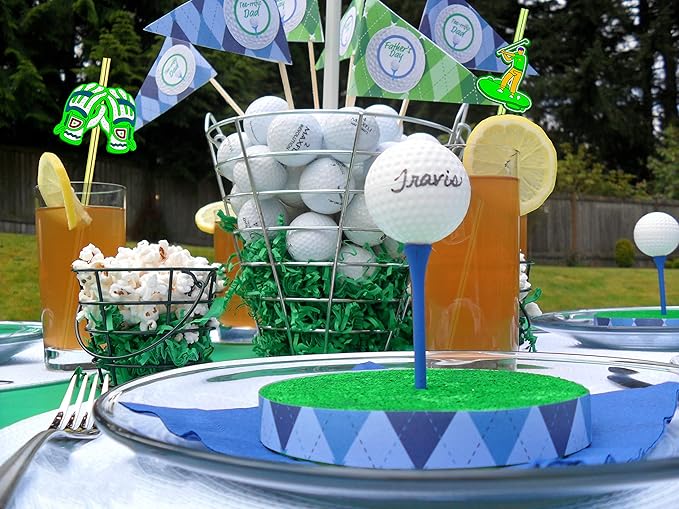 MEAXUR 24pcs Golf Themed Straight Reusable Straws for Golf Party Favor Gift Bags,Daily Drinking Straws,Birthday Party,Class Reunions,Sports Golf Party Supplies,With 2 Cleaning Brushes.(6color)