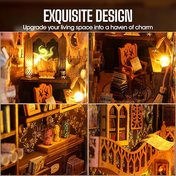 Book Nook Kit – Library Theme DIY Booknook with LED Lights | Book Nook Kits for Adults, Teens | Beginner-Friendly Nook Book for Home Décor | Perfect Booknook DIY Kit Gift