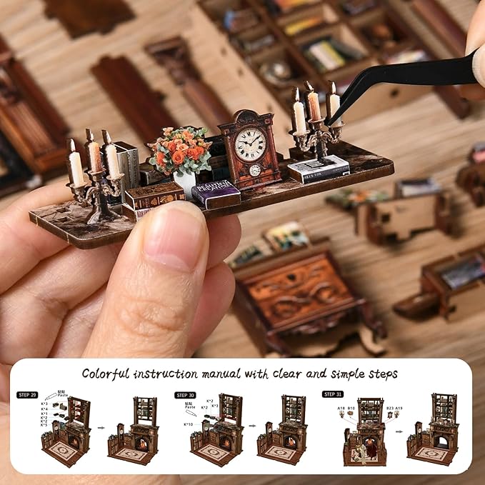 Book Nook Kit，DIY Miniature Dollhouse Kit for Adults and Teens，3D Wooden Tiny House for Family and Friends，Bookshelf Decor in Halloween/Christmas（Book Store） (Twilight Library)