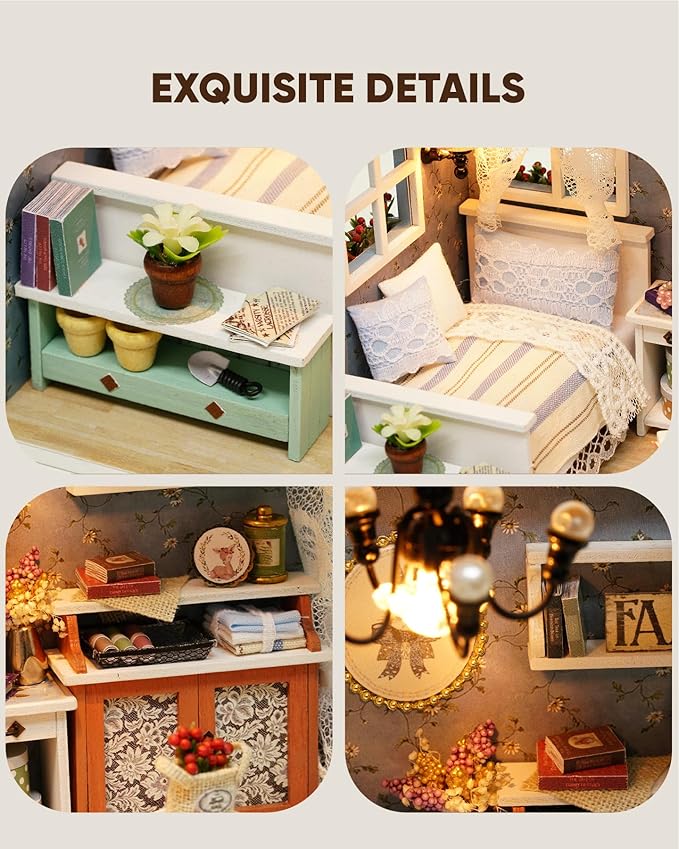 DIY Miniature House Kit, DIY Dollhouse Kit for Adults to Build, Mini House Kit with LED, Mayberry Street Miniatures, Ideal Gifts for Birthday,Valentine(Forest Times)