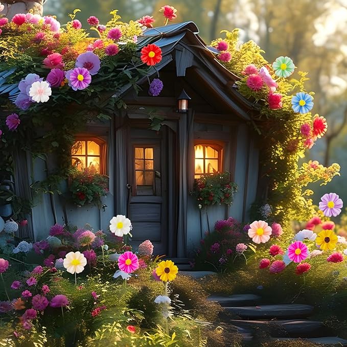 200 Pieces Colorful Tiny Daisy Decor for Dollhouse Mini Resin Decor for Crafts Tiny Things for Fairy Garden Micro Landscaping Decoration