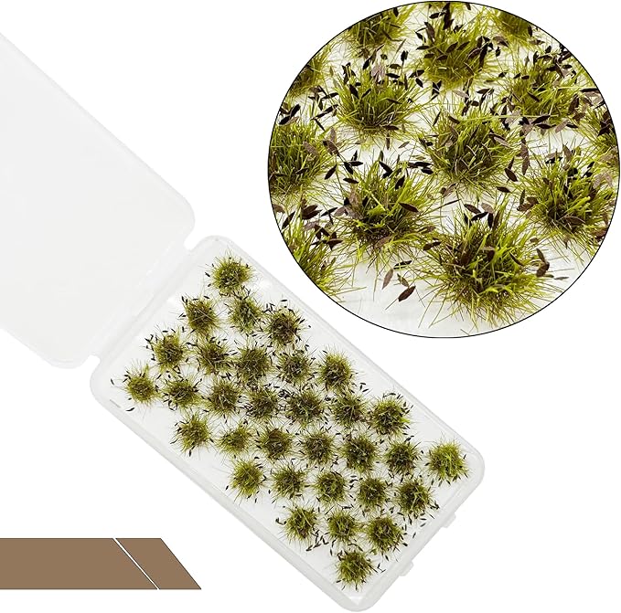 Cayway Miniature Grass Cluster, Static Grass Tuft Model Vegetation Groups for DIY Model Train Landscape Railroad Scenery Grass Tufts Flower (Withered Green and Red)