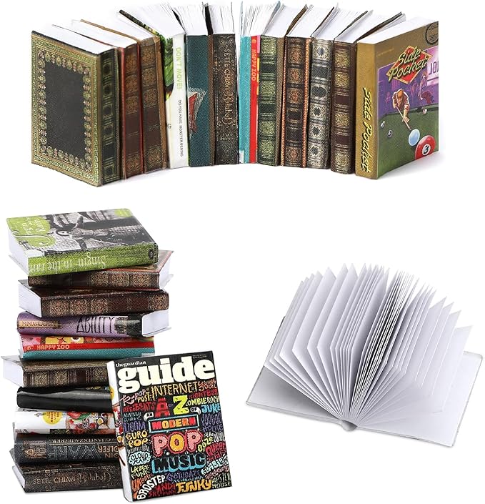 Miniatures Books, 24pcs Dollhouse Books, 1:12 Scale Tiny Books Dollhouse Accessories, Anxiety Bookshelf Mini Books, Miniature Dollhouse Decoration