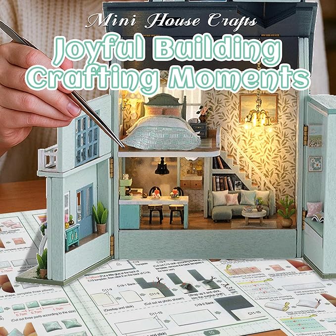 Kisoy Romantic and Cute Dollhouse Miniature DIY House Kit Creative Room Perfect DIY Gift for Friends, Lovers and Families (Warm House)