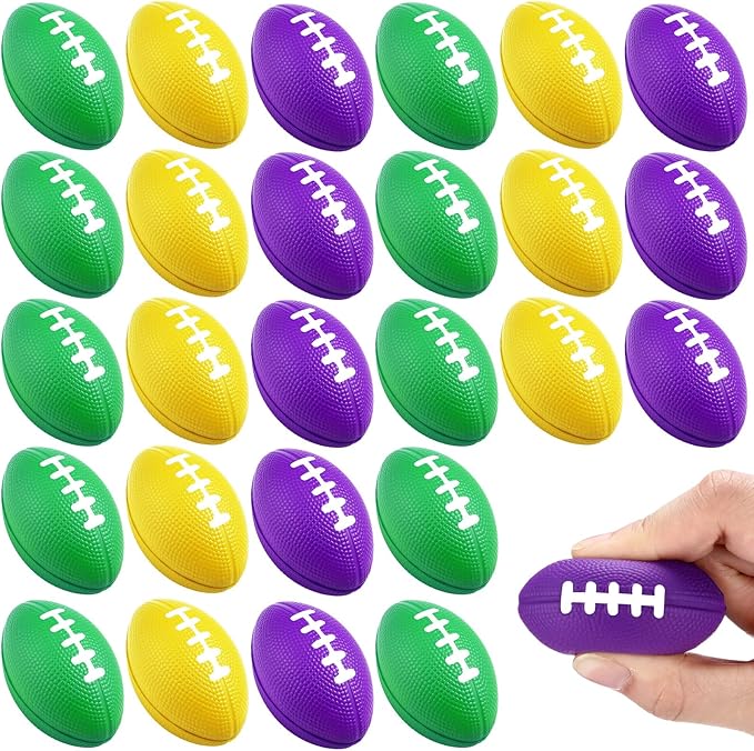Blulu 30 Pack Mini Footballs Bulk 2.17" Kids Foam Stress Balls Football Party Toy Favor Small Stress Sports Ball for Birthday Homecoming Game Back to School Reward Party Gift Goodie Bags Stuffers