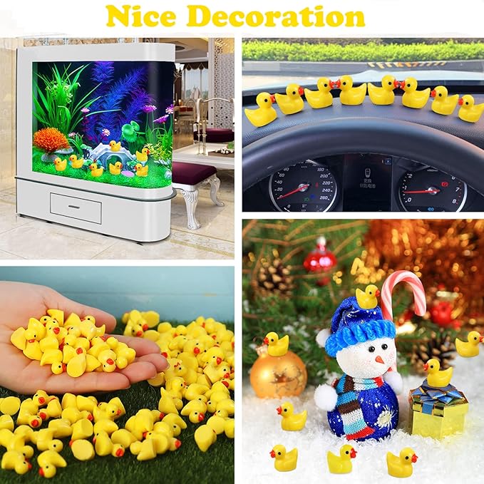 Mini Resin Ducks 220 Pack Tiny Duck Figurines Bulk for Miniature Dollhouse Decor Accessories Garden Aquarium Potted Ornament Party Toys DIY Craft Office Classroom Activity to Hide