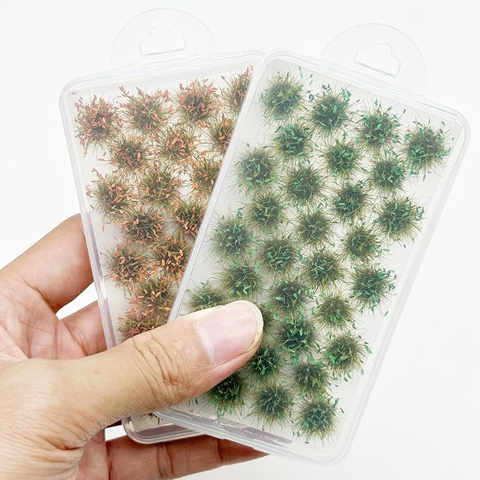 Cayway Miniature Grass Cluster, Static Grass Tuft Model Vegetation Groups for DIY Model Train Landscape Railroad Scenery Grass Tufts Flower (Yellow and Green)