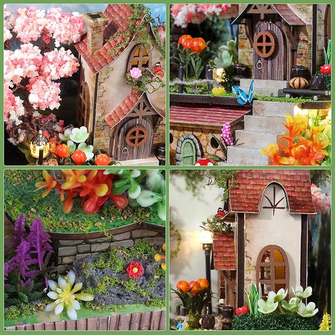 DIY Miniature House Kit, Dollhouse Kit with Music and LED Light, Mini House Building Kits for for Adult to Building, Christmas Home Decorations Gifts for Family and Friends, Whisperwood