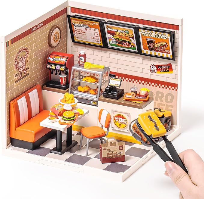 Wowood Super Creator-Mini Blocks Model Building Set for Adults, Miniature Plastic House Kit Super Store-Building Blocks Toys for Teens 8-12, DIY Crafts/Hobbies for Teens&Adults (Yum Yum Burgers)