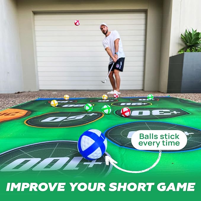 Golf Game for Adults Outdoor Indoor - Backyard Chipping Set with Sticky Balls - Family Entertainment Multi-Player Action - Friend and Party Activity - Gift for Golfers