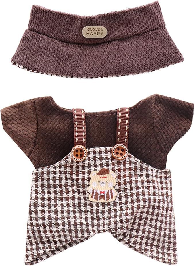 Clothes for Labubu, Doll Outfit Accessories Designed for 15 & 17cm Labubu (Retro Plaid)