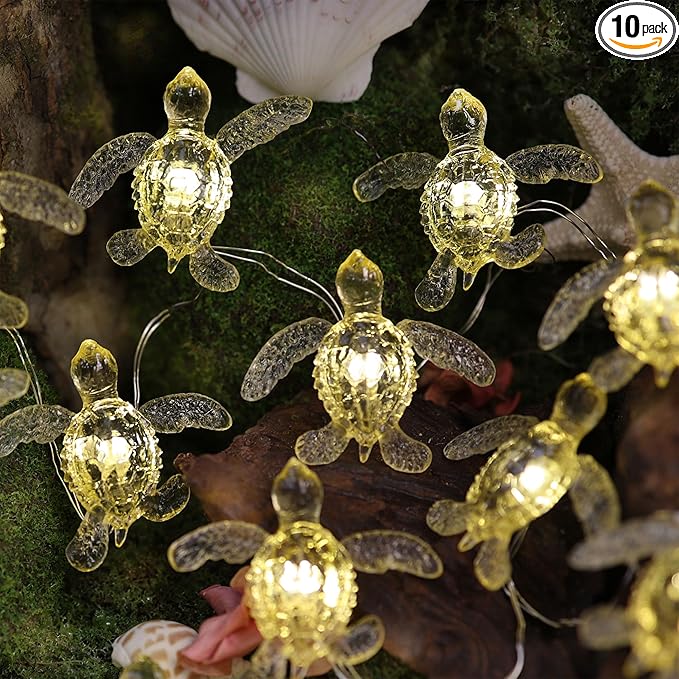 JASHIKA Sea Turtle Fairy Lights Ocean Theme String Lights Indoor-Cute Beach Light USB Plug in & Battery Operated 10ft 30 LEDs with Remote Control- Decorative Lights for Christmas Tree Bedroom Camping