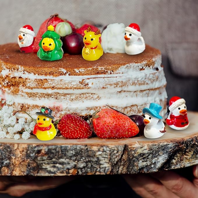 56 PCS Tiny Ducks Mini Resin Christmas Ducks Miniature Colorful Figures Ornament for Xmas, Craft, Dollhouse, Slime, Home Decorations (Christmas 1)