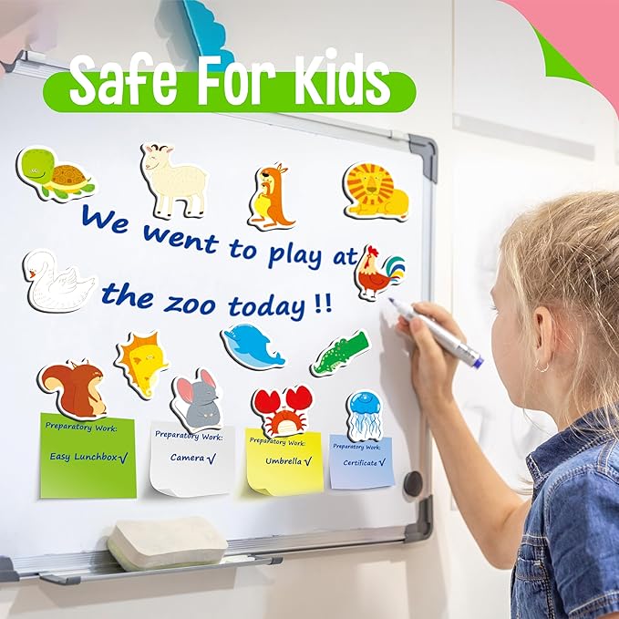 50 PCS Animal Magnets, Adorable Magnetic Animal -Wild Animal, Farm Animal & Marine Animal-Thick Refrigerator Magnets Cute Educational Learning Toys for Kids 3+