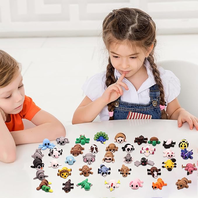 40 PCS 3D Printed Animal Figurines, Articulated Animal Figurines, Fidget Toys, Flexible Car Decor, Party Favor, Gifts for Girls and Boys, Office Desk Pets, Birthday Gifts