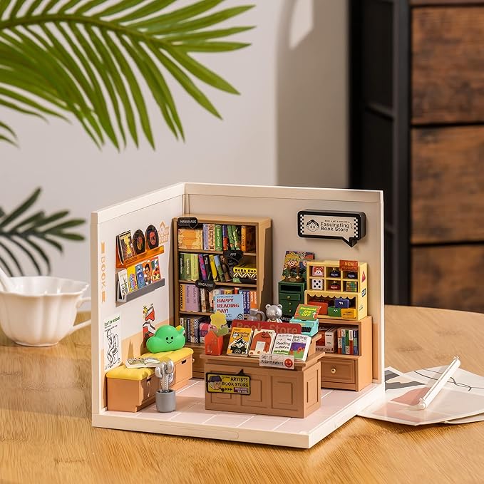 ROBOTIME DIY Miniature House - 1:24 Scale Realistic Store Kit with LED Light - Tiny Model Mini House with Furniture, Best Birthday Gift