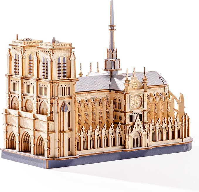 Rowood 3D Puzzles for Adults,Wooden Architecture DIY Model Kit Building Set for Adults, Notre-Dame de Paris Cathedral and Castle Collection,Birthday for Women Friends