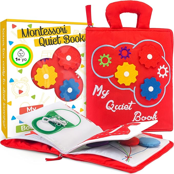 deMoca Toddler Busy Book for 1 Year Old - Airplane Toys for Toddlers 1-3, Activity Quiet Book, Kids Travel Essentials, Montessori Busy Board Travel Activities, Gift for Boys & Girls