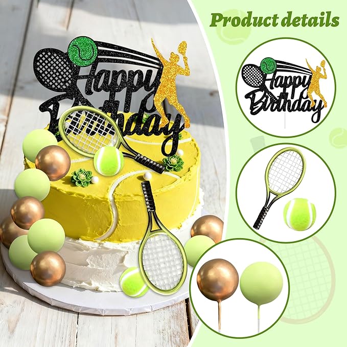 Tennis Cake Decoration Sports Happy Birthday Party Decorations Sport Tennis Birthday Cake Decorations Player for Sport Baby Shower Bridal Shower Wedding Party Supplies