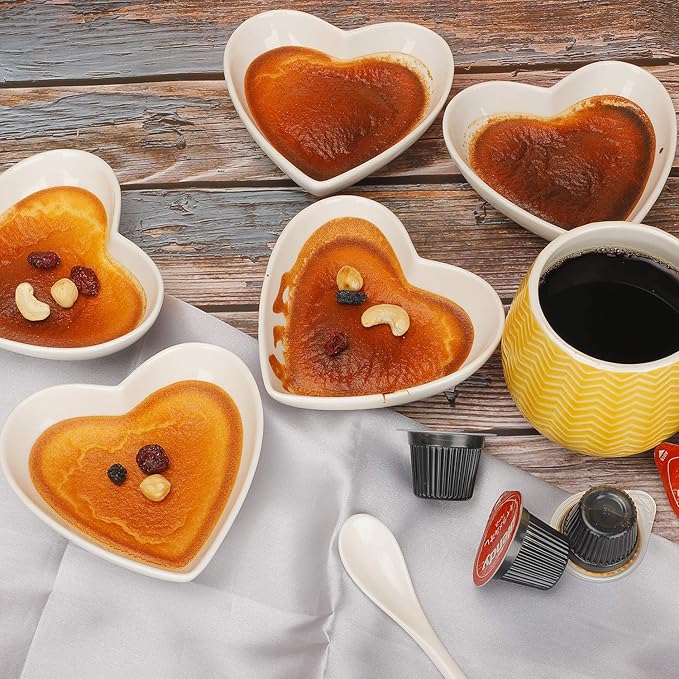 5pcs Dipping Bowls Set Heart Bowl Porcelain Soy Sauce Dish Mini Side Seasoning Dish for Jam, Appetizers, Dessert and Other Party Serving Bowls Set