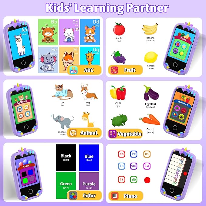 BEBESIRI Kids Camera Mini Smartphone Toy for Girls, 2.8" Touch Screen, 22 Learning Games, Dual Camera, Music Player, 32GB Card | Educational Gift for Christmas & Birthday (Lavender)