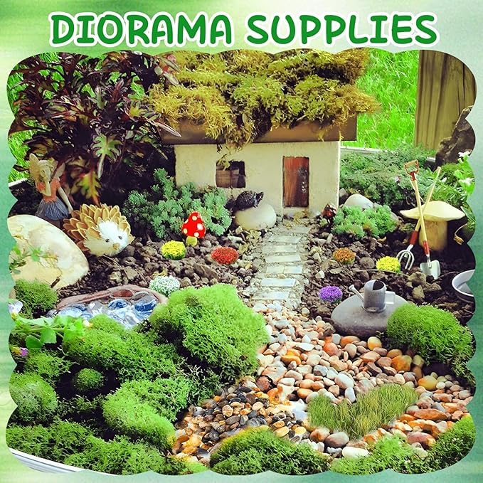 Warmtree Miniature Basing Material, Battlefields Basing Set, Static Grass Bushy Tufts Miniature Flowers Basing Glue for Train Railroad Scenery Military Layout Model and Diorama Supplies