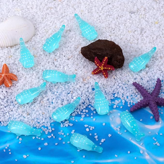 60Pcs Whale Miniature Figurines, Mini Resin Fake Fish Animal Sculptures, Blue Ocean Theme Home Decoration for Fairy Garden Succulent Planter Moss Landscape Terrarium DIY Craft