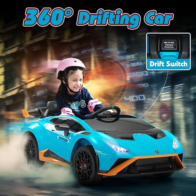 Lamborghini Kids Car TOBBI 12V Ride on Toys with Parental Remote Battery Powered Children Motorized Vehicles for Kids to Drive Lambo Ride on for Toddlers 3-8, Blue