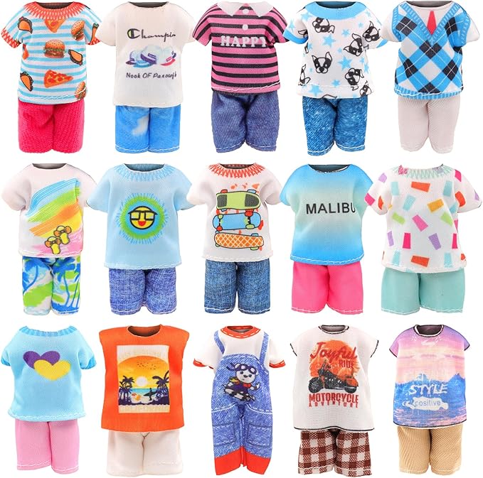 Miunana 19 Pcs 5.3 Inch Doll Clothes and Accessories - 3 Dresses, 3 Outfits, 3 Swimsuits, 3 Shoes, 2 Sunglasses, 5 Outfits Hangers