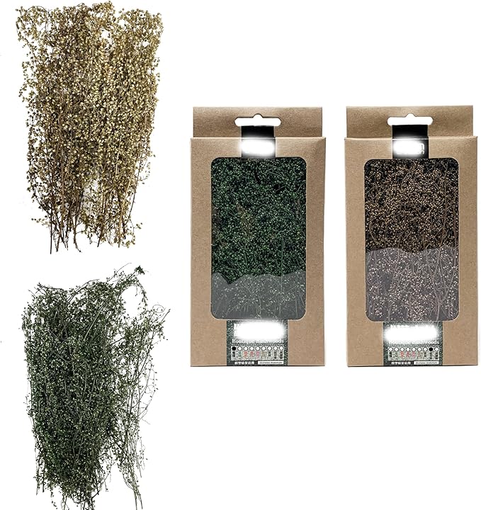 Cayway 2 Pack Miniature Shrubs Model Bushes 2 Color Long Shrub Vegetation Groups Model Grass Tufts for DIY Architecture Building Model Railway Train Diorama Garden Scenery Landscape Layout