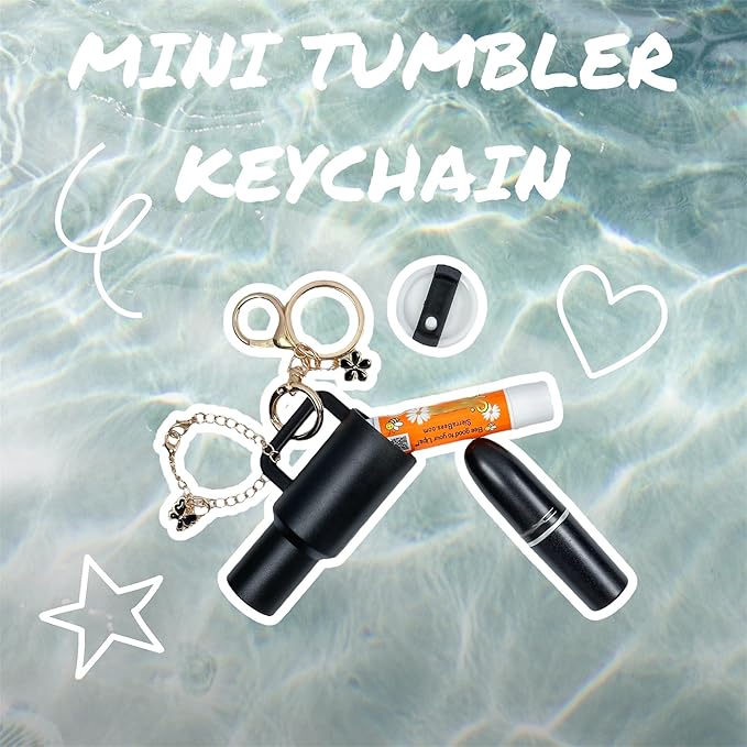 ERTUNA Mini Tumbler Keychain Accessories for Stanley Cup, 2 Way Cute Charms Chapstick Lip Balm Holder for Women Purse Handbag