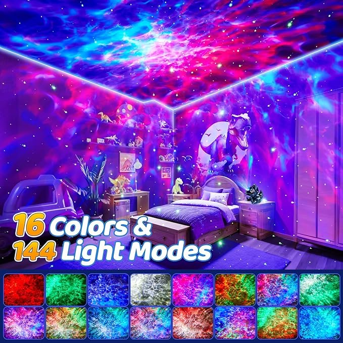 Dinosaur Galaxy Projector for Kids, Non-Glare 316 Lightings Star Projector Galaxy Light,22 White Noise +5.3 Bluetooth Speaker Dinosaur Night Light, Nightlight for Kids Room, Dino Gifts