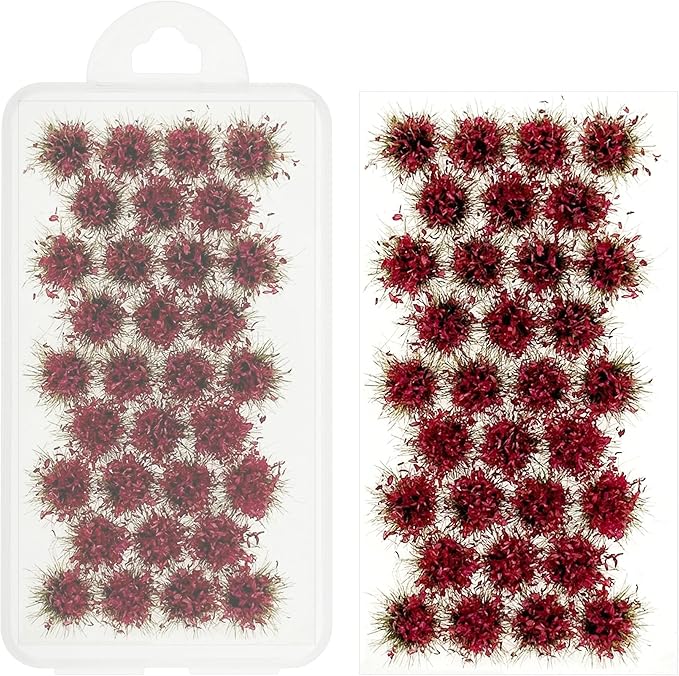 Woohome Static Grass Tufts Flower Cluster Vegetation Groups Miniature Flower Clusters for Terrain Railway Scenery Table Landscape, Rose Red