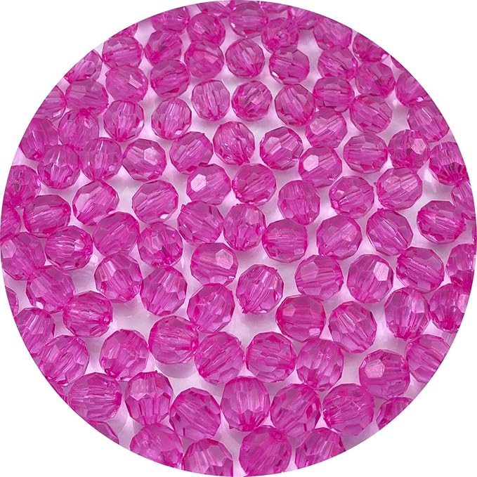 Jmassyang 100 Pieces 12mm Acrylic Round Faceted Beads Loose Crystal Plastic Beads Colorful with Hole for Jewelry Making DIY Bracelet Necklace Earring Keychain(Rose)