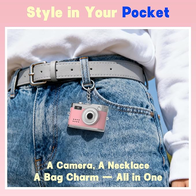 Keychain Camera, 1080P Y2K Vibe Camera, 32GB SD Card, 80 Min Record, Pocket-Sized Birthday Gift for Best Friends, Travel & Campus Life