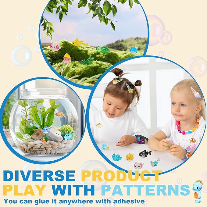 153pcs Ocean Mini Resin Animals 121 Styles Tiny Sea Animals Figurines Marine Miniature Plastic Animal Aquarium Ornaments Decorations for DIY Fish Tank Potted Micro Fairy Garden Dollhouse (Ocean)
