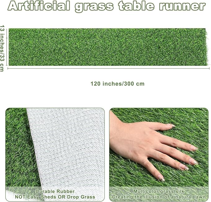 Artificial Grass Table Runners-13 x 120 Inches Faux Grass Table Runner for Golf Themed Party,Synthetic Turf Table Runner for Wedding Party, Birthday, Banquet, Baby Shower, Home Decor