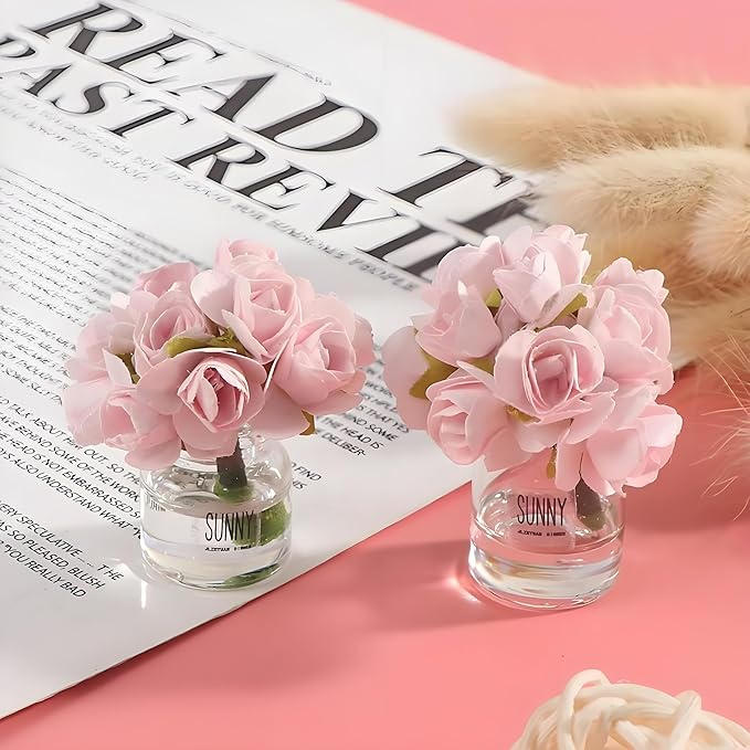 Dollhouse Miniature Flowers with Glass Vase, 1:12 Scale, Creating Realistic Dollhouse Scenes and Displays