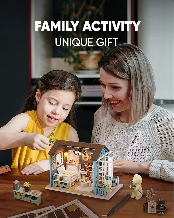 DIY Miniature House Kit, DIY Dollhouse Kit for Adults to Build, Mini House Kit with LED, Mayberry Street Miniatures, Ideal Gifts for Birthday,Valentine(Forest Times)