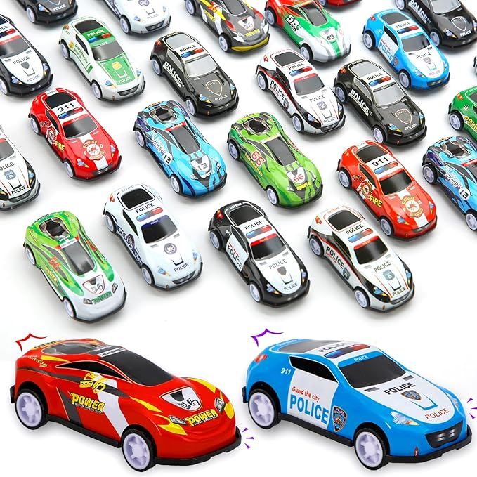 28 pcs Pull Back Cars Toys for Kids, Party Favors Treasure Box for Classroom Prizes Mini Vehicles Race Cars Toys Bulk Xmas Gifts Pinata Goodie Bag Stocking Stuffers for Boys Girls Toddlers