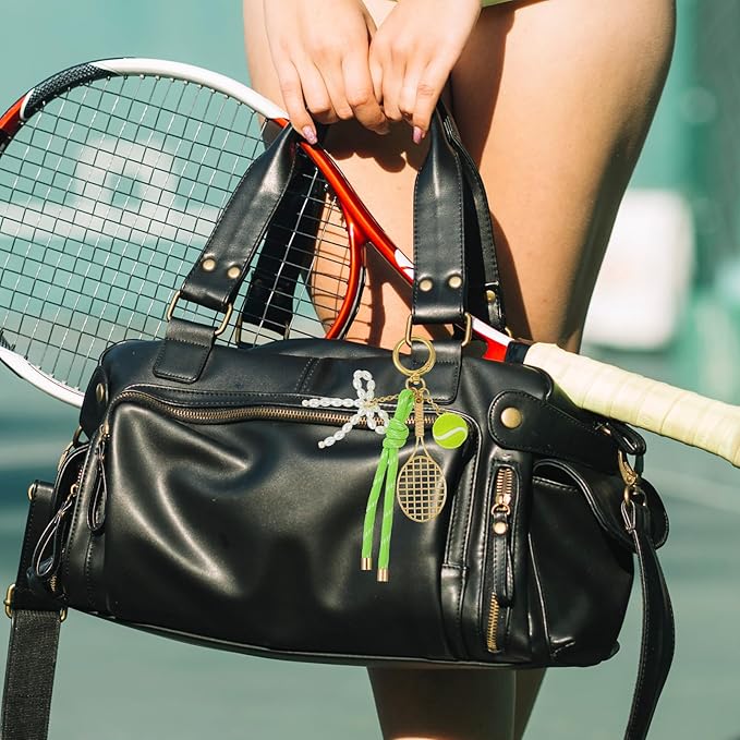 Gold Tennis Keychain, Tennis Racket with Ball Keychain Key Ring Mini Cute TennisRacket Ball Keychains with Peal, Mini Metal TennisKeychain for Women Men Gifts Christmas Gifts Sport Lovers Team
