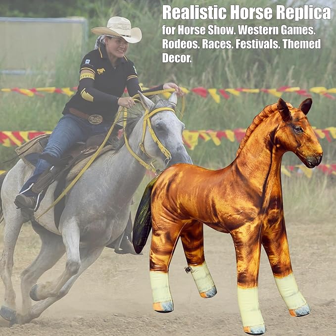 Jet Creations 38" L, Inflatable Horse Toys, Golden Brown Blow-Up Horse Toy Figure for Decoration or Play, Livestock Theme Party, Birthday, VBS, Photo Prop, Thanksgiving, Christmas Winter