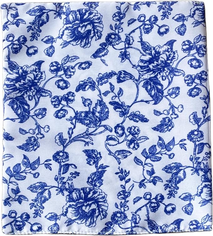 Dollhouse Bedding, 5 Piece Set with Comforter & Pillows, Blanket, Realistic Bedroom Accessories for 6 inch Dolls, 1/12 Scale, Blue Flowers and White Cover