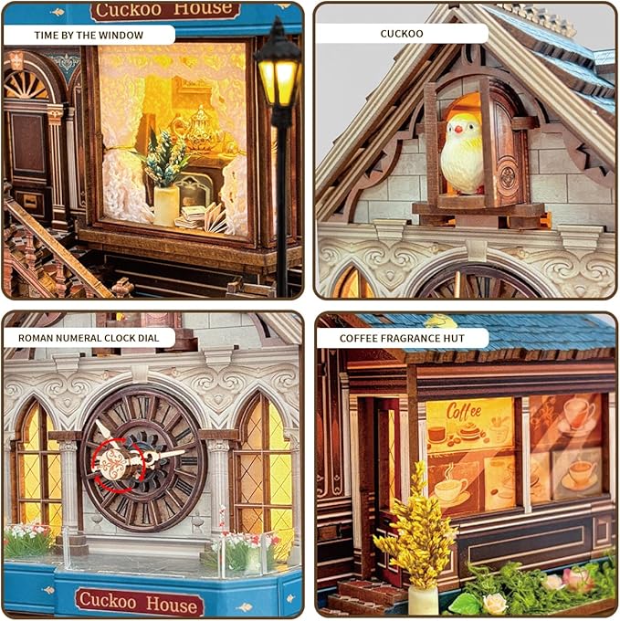 3D Wooden Puzzles for Adults DIY Mini House Model Kits to Build, Room Home Decor 3-d Puzzle Wooden Clock Craft Kits Miniature House kit Gifts for Family, Friends- Cuckoo House (SQ-61)