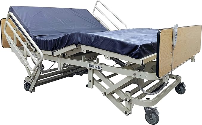 Century Max Bariatric Bed, Long Term Care Bed with Foam Mattress & Half Rail Package (54" W X 80" L) 1000lbs Weight Limit