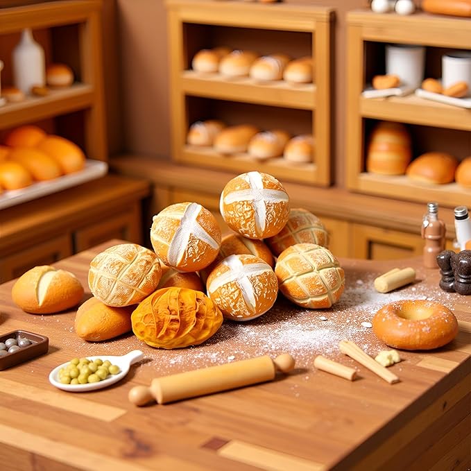 4Pcs 1/12 Miniature Bread Resin Dollhouse Decoration Mix Bakery Bread Mini House Food Decoration Accessories