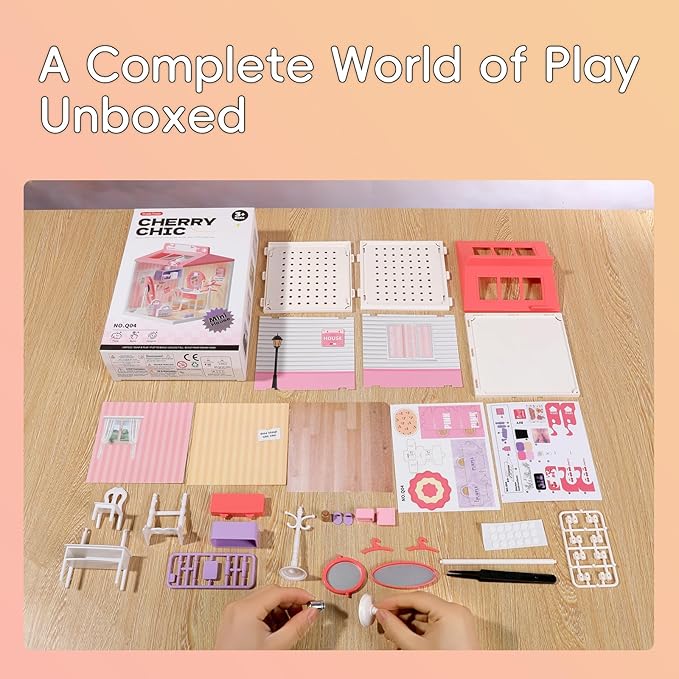 DIY Miniature House Play Kit, Home Play Toys for Boys and Girls, Children Aged 345678 in Home Scenes, immersive Experience of Life Scenes (Glamour Dreams Vanity)