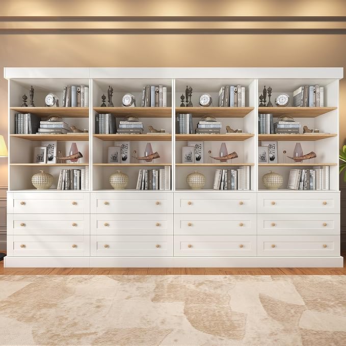 71" Tall Farmhouse Kitchen Pantry, Large Storage Cabinet with Adjustable Shelves, 3 Drawer, Wood Versatile Hutch Cabinet for Dining Room, Living Room, White 4 PCS